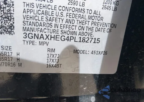 2023 Chevrolet Equinox Fwd Ls из США, поврежденный, VIN 3GNAXHEG4PL182715